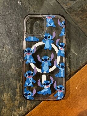 IPHONE 13 - Disney Blue Stitch Clear MagSafe Phone Case